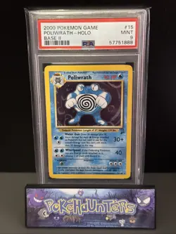 Pokemon Card Poliwrath 15/130 Base Set 2 Holo Rare WOTC PSA 9 MINT - Image 1
