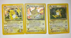 Vintage Pokemon Raichu Holo Lot - Base Set, Gym Challenge, Rocket Dark Lot of 3 - Image 1