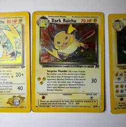 Vintage Pokemon Raichu Holo Lot - Base Set, Gym Challenge, Rocket Dark Lot of 3 - Image 3