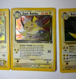 Vintage Pokemon Raichu Holo Lot - Base Set, Gym Challenge, Rocket Dark Lot of 3 - Image 4