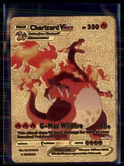 FAKE GOLD Custom Pokemon Charizard VMax Vinyl NM Custom Art - Image 1