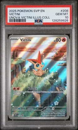 2025 POKEMON SVP PROMO VICTINI ILLUSTRATION COLLECTION #208 VICTINI PSA 10 - Image 1