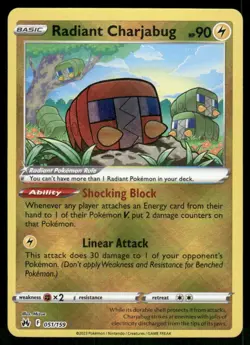 Radiant Charjabug 051/159 Radiant Rare Holo NM Pokemon Crown Zenith - Image 1