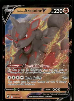Hisuian Arcanine V 090/195 Ultra Rare Holo NM Pokemon SWSH12: Silver Tempest - Image 1