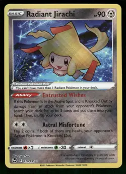 Radiant Jirachi 120/195 Radiant Rare Holo NM Pokemon SWSH12: Silver Tempest - Image 1