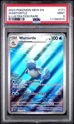 2023 POKEMON MEW EN-151 ILLUSTRATION RARE #171 WARTORTLE PSA 9 - Image 1
