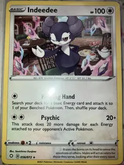 Pokemon Indeedee Non-Holo Rare Card 056/072 Shining Fates - Image 1