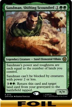 1x - Sandman, Shifting Scoundrel - FOIL #112 - Marvel's Spider-Man - NM MTG - Image 1