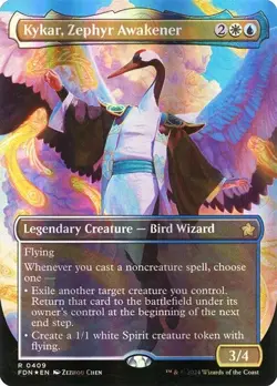 Kykar, Zephyr Awakener - Mana Foil Extended Art FDN NM MTG - Image 1