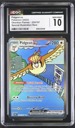 CGC 10 Gem Mint Pidgeot ex 225/197 Obsidian Flames Pokemon - Image 1