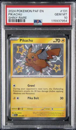 2024 POKEMON PAF EN-PALDEAN FATES SHINY RARE #131 PIKACHU PSA 10 - Image 1