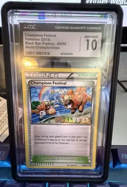 2013 Pokemon World Championships #BW95 Champions Festival CGC 10 - Image 1