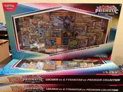 Pokemon Prismatic Evolutions Lucario EX & Tyranitar EX Premium Lot of 4 - Image 1