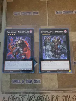 YUGIOH EVILSWARM NIGHTMARE + EVILSWARM THANATOS LEHD COMMON 1ST ED NM - Image 1