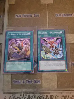 YUGIOH SIX SCROLLS OF THE SAMURAI CRMS + SIX STRIKE TRIPLE IMPACT STOR 1ST NM - Image 1