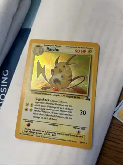 Pokemon TCG Raichu Fossil Holo Card 14/62 Unlimited Rare - LP - Image 1