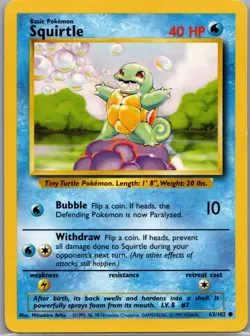 Squirtle 63/102 Non Holo Base Set - Pokemon Card - NM - Image 1