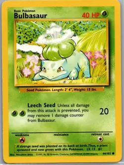 Bulbasaur 44/102 Non Holo Base Set - Pokemon Card - NM - Image 1