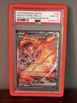 Pokemon TCG Team Rockets Moltres EX Destined Rivals Card 229/182 PSA 10 - Image 1
