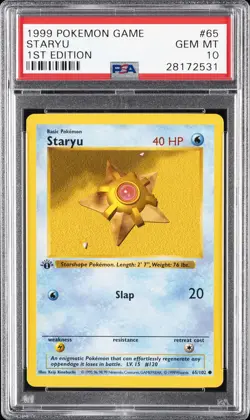 1999 POKEMON BASE SET 1ST EDITION #65 STARYU PSA 10 - Image 1