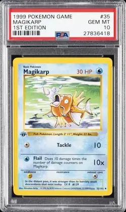 1999 POKEMON BASE SET 1ST EDITION #35 MAGIKARP PSA 10 - Image 1