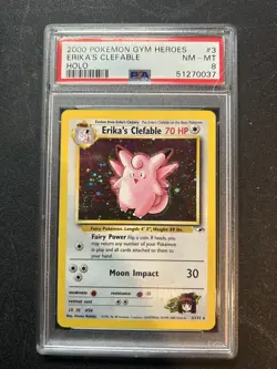 PSA 8 2000 POKEMON GYM HEROES 3 ERIKA'S CLEFABLE HOLO - Image 1
