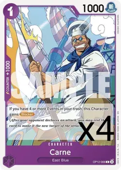 4X One Piece Card Game Carne OP12-066 Common NM - Image 1