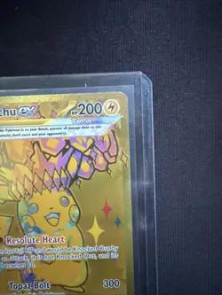 Pikachu EX Holo Rare Pokemon Card Resolute Heart Topaz Bolt - Image 3