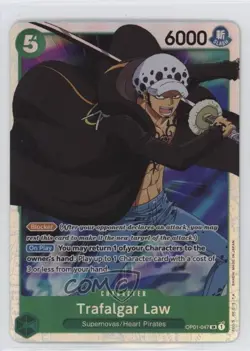 2022 One Piece Card Game: Romance Dawn OP01 SR (Errata) Trafalgar Law #OP01-047 - Image 1