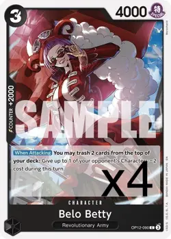 4X One Piece Card Game Belo Betty OP12-090 Common NM - Image 1
