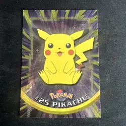 PIKACHU Pokemon TOPPS Card #25 TV Animation Black Logo - Silver Foil LP - Image 1