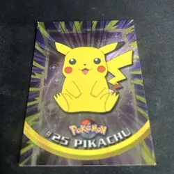 PIKACHU Pokemon TOPPS Card #25 TV Animation Black Logo - Silver Foil LP - Image 2