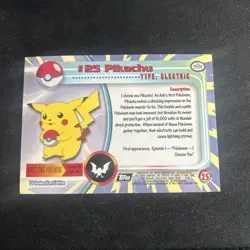 PIKACHU Pokemon TOPPS Card #25 TV Animation Black Logo - Silver Foil LP - Image 3