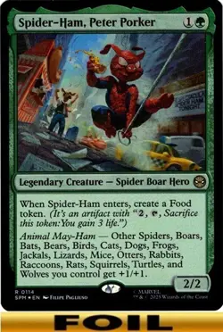 1x - Spider-Ham, Peter Porker - FOIL #114 - Marvel's Spider-Man - NM MTG - Image 1