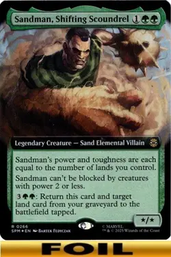 1x - Sandman, Shifting Scoundrel - FOIL EXTENDED ART - Marvel's Spider-Man MTG - Image 1