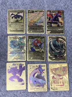 Set of 15 Pokemon Charizard,Mewtwo,Machamp+++ Gold Foil Fan Art Display Cards LP - Image 1