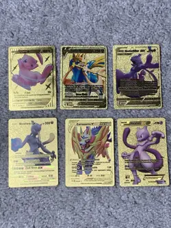 Set of 15 Pokemon Charizard,Mewtwo,Machamp+++ Gold Foil Fan Art Display Cards LP - Image 2