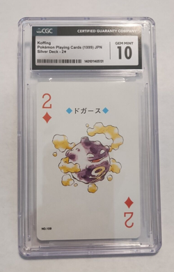 1999 Pokemon Silver Deck Japanese Playing Card 2 Diamonds Koffing #109 Gem 10 - Image 1