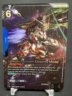 Unicorn Gundam (Destroy Mode) Foil - GD01-002 LR+ NM - TCG Card Game - Image 1