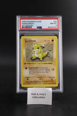 PSA 8 Sandshrew 1999 Pokemon Game Base Set #62 1st Edition - Image 1