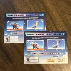 Shiny Koraidon & Shiny Miraidon Pokemon Scarlet Violet Code Card - Gamestop - x2 - Image 1