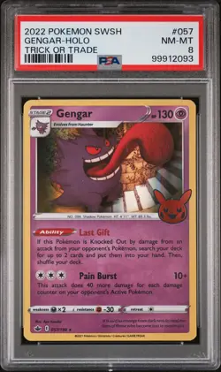 2021 POKEMON SWORD & SHIELD CHILLING REIGN TRICK OR TRADE 2022 GENGAR-HOLO PSA 8 - Image 1