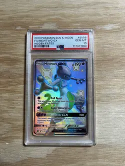 2019 Pokemon Sun & Moon Hidden Fates Mewtwo GX #SV59 FA PSA 10 GEM MINT - Image 1
