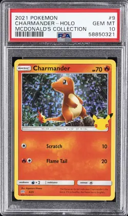 2021 POKEMON MCDONALD'S COLL #9 CHARMANDER-HOLO PSA 10 - Image 1