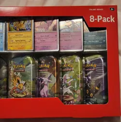 Pokemon TCG Prismatic Evolutions Costco Mini Tins 8 Pack w Promos - Image 4
