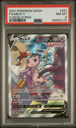 2021 POKEMON SWORD & SHIELD FUSION STRIKE #251 FULL ART/MEW V PSA 8 - Image 1