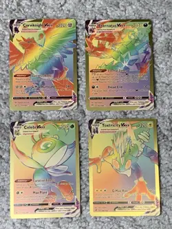 Set of 28 Pokemon Butterfree, Mew, Lapras & More Rainbow Gold Foil Fan Art NM! - Image 4