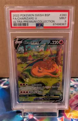 PSA 9 MINT Charizard V UPC Black Star Promo Holo Pokemon SWSH260 - Image 1