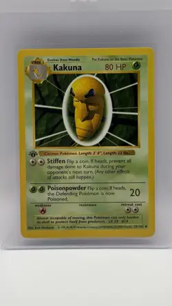 Pokemon TCG 1st Edition Base Set Shadowless Kakuna 33/102 WOTC Vintage LP-NM - Image 1