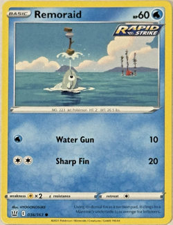 Remoraid Battle Styles 036/163 Regular Common 2021 Pokemon TCG Near Mint - Image 1
